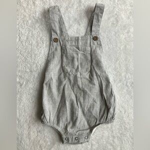 Jamie Kay grey white checker gingham overalls 1 year